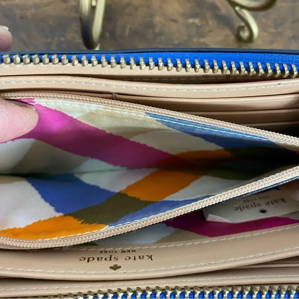 Kate Spade Neda Grand Street pebbled leather zip-around wallet in royal blue
